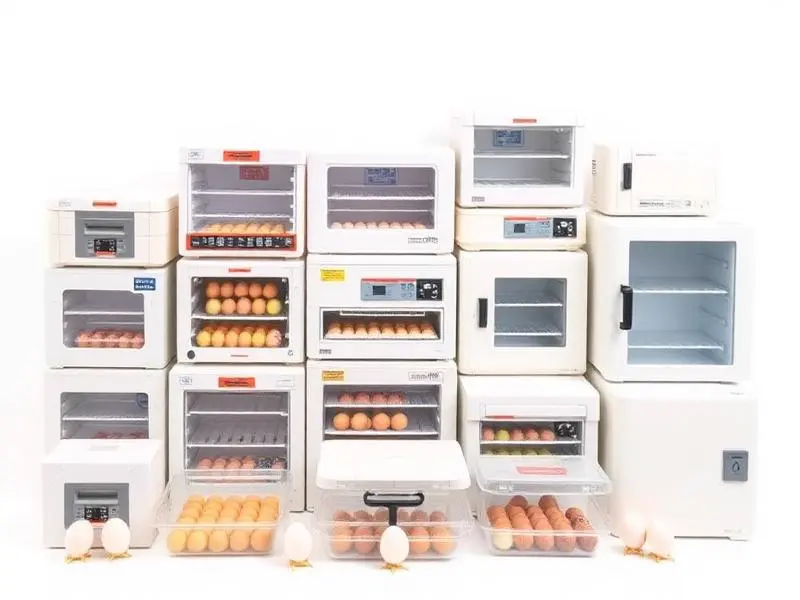 Collection of various egg incubators