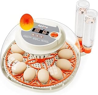 APDOE HatchPro 12 Egg Incubator with Temperature and Humidity Control, Automatic Egg Turner, Egg Candler, External Water Bottle Refill, Air Vent, 360° Clear View, Hatching Chicken Duck Quail Birs