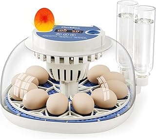 Incubadora de 12 Huevos para Incubar, Control de Temperatura y Humedad, Volteo Automático de Huevos, Ovoscopio, Relleno Automático de Agua, para Huevos de Gallina, Codorniz y Pato, Perfecto para Hogar, Granja, Aula
