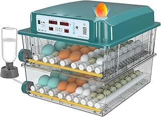 Chalixion Incubadora para Incubar Huevos 120, Incubadora de Huevos de Gallina con Volteo Automático de Huevos y Pantalla de Humedad, Control de Temperatura con 5 Modos de Incubación Automática, Contador de Días de Incubación